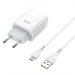 Адаптер Сетевой Hoco C72A Glorious 1USB/5V/2.1A +micro USB (white)#456484