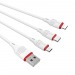 Кабель USB - multi connector BOROFONE BX17 3 в 1 для iPhone/micro/Type C (белый) 1m#1691545