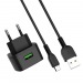 СЗУ с выходом USB Hoco C70A (QC3.0/QC2.0/кабель micro USB) черное#510314