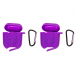 Чехол для наушников AirPods 2 резиновый с карабином ` (цвет фиолетовый, в пакетике)#1609279