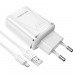 Адаптер Сетевой с кабелем Borofone BA54A Wide QC 2USB 18W (USB/Micro USB) (white) (133701)#1623409