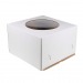 Коробка под торт 300*300*190мм квад/белое дно без ламин + крышка с окном 1/5/50шт#1674443