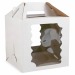 Коробка под торт 240*240*260мм квад/белая склад без ламин 2 фигурных окна с ручками 1/5/50шт#1717203