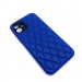 Чехол-накладка для Apple iPhone 12 Кожа Premium Ромб Синий#1680409