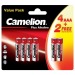 Элемент питания LR 03 AAA Camelion Plus BL4+2#1685310