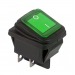 Переключатель широкий с подсветкой KCD2-501/4PN on-off, 4 контакта, 6A,12V (зелёный)#1704260