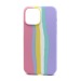 Чехол-накладка Silicone Case с лого для Apple iPhone 13 Pro (полн защита) (Rainbow002) розово-сирен#1725227