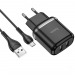 СЗУ с выходом USB Hoco N4 (2.4A/2USB/кабель Micro USB) черное#1724470
