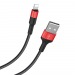 Кабель USB - Lightning HOCO X26 1.0m 2.0A (чёрно-красный), шт#1730501