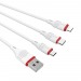 USB кабель 3в1 (Lightning, microUSB, Type-C) 1,0м, белый BX17 "Borofone"#1732989