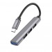 USB-концентратор HOCO HB26, 4 гнезда, 3 USB 2.0 выхода, 1 USB 3.0 выход, кабель Type-C, серый#1740457