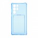 Чехол с кармашком для Samsung Galaxy S22 Ultra прозрачный (003) голубой#1780398