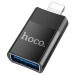 Переходник hoco UA17 USB 2.0 (M) - Lightning (F) (цвет черный, в коробочке)#1801253