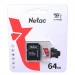Карта памяти MicroSD 64GB Netac P500 Eco Class 10 UHS-I + SD адаптер#1804632
