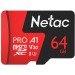 Карта памяти MicroSD 64GB Netac P500 Extreme Pro Class 10 UHS-I A1 V30 (100 Mb/s) без адаптера#1804626