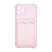 Чехол с кармашком противоударный для Apple iPhone 11/6.1 прозрачный (003) розовый#1809109