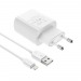 Адаптер Сетевой Borofone BA58A Mighty 2USB/5V/2.4A + кабель Apple lightning (white) (207923)#1839151