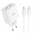 Адаптер сетевой Hoco C108A PD 2Type-C 35W + кабель Type-C/Lightning (white) (214012)#1852403