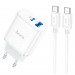 Адаптер Сетевой Hoco C105A PD QC3.0 USB/Type-C 20W + кабель Type-C/Type-C (white)#1864854