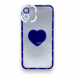 Чехол iPhone 11 (Full Camera/Сердце Синий) Силикон Прозрачный 1.5mm#1872115
