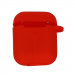 Чехол для Airpods 1/2 Silicone case, с карабином, красный#2061463