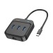 Адаптер Type-C Hoco HB35 Gigabit Ethernet (USB3.0*3+RJ45, 0.2 м) Черный#1940970