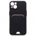 Чехол силиконовый iPhone 14 матовый цветной с визитницей черный#1902208