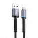 Кабель USB - MicroUSB XO NB215 (2.4A, оплетка ткань, LED индикатор) Черный#1939480