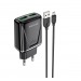 Адаптер Сетевой с кабелем Borofone BA54A Wide QC (повр. уп.) 2USB 18W (USB/Micro USB) (black(226605)#1948969