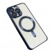 Чехол силиконовый iPhone 13 Pro Max цветная окантовка с Magsafe синий#1995504