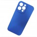 Чехол силиконовый iPhone 15 Pro Max матовый с защитой камеры синий#2001476