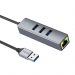 Адаптер-Хаб Hoco HB34 (USB to USB3.0*3+RJ45), серый#1966447