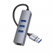 Адаптер-Хаб Hoco HB34 (USB to USB3.0*3+RJ45), серый#1966448