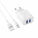 Адаптер Сетевой с кабелем Borofone BA37A Speedy (повр. уп.) 2USB 2,4A/10W (USB/Micro USB) (w(223512)#1970810