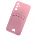 Чехол силиконовый Samsung A34 матовый цветной с визитницей розовый#2061639