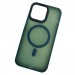 Чехол пластиковый iPhone 15 матовый с MagSafe зеленый#1991331