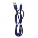 Кабель USB "WALKER" C705, 3.1А, Type-C, поддержка QC, тканевая оплетка, синий#1994210