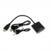 Переходник шт. HDMI - гн. VGA + гн.3,5, активный, шнур шт.3,5мм-шт.3,5мм в комплекте, чёрный GoPower#2079346
