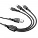 Кабель USB - 3 в 1 (Lightning + MicroUSB + Type-C) Borofone BX66 (2A, наносиликон, 1 м) Черный#2001580
