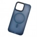 Чехол пластиковый iPhone 15 матовый с MagSafe синий#2003134