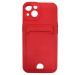 Чехол силиконовый iPhone 14 матовый цветной с визитницей краный#2012278