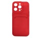 Чехол силиконовый iPhone 14 Pro матовый цветной с визитницей красный#2007626