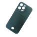 Чехол силиконовый iPhone 14 Pro матовый цветной с визитницей темно-зеленый#2007627