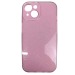 Чехол силиконовый iPhone 15 блестки с защитой камеры розовый#2008451