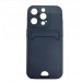 Чехол силиконовый iPhone 15 Pro матовый цветной с визитницей темно-синий#2023829