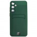 Чехол силиконовый Samsung A35 матовый цветной с визитницей темно-зеленый#2031181