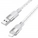 Кабель USB HOCO (X99) для iPhone Lightning 8 pin 2.4А (1м) прозрачный силикон, термостойкий (серый)#2027925