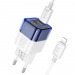 Адаптер Сетевой Hoco C125A Transparent PD Type-C 3A/20W + кабель Type-C-Apple Lightning (blue/white)#2029039