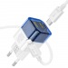 Адаптер Сетевой Hoco C125A Transparent PD Type-C 3A/20W + кабель Type-C-Apple Lightning (blue/white)#2029040