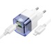 Адаптер Сетевой Hoco C131a USB/Type-C 30W + кабель Type-C-Lightning (transparent blue)#2029060